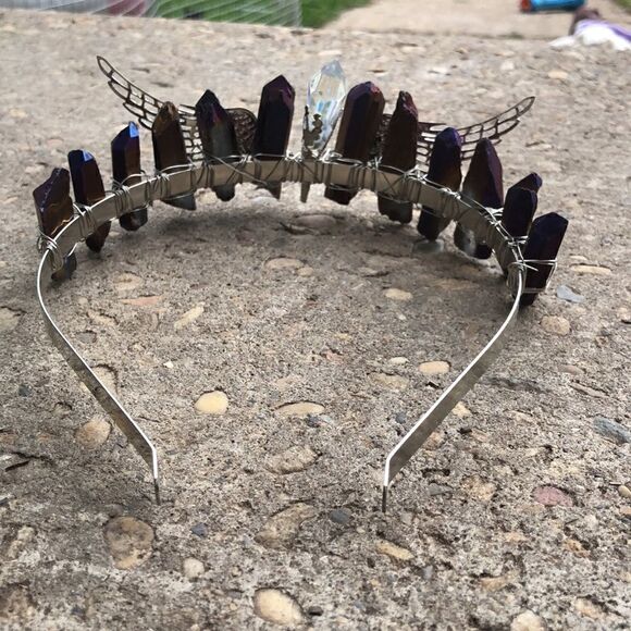 Summer Festival Angel Wings Black Titanium Kyanite Goddess Crystal Crown - Picture 4 of 4